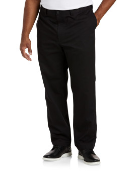 Dxl Big And Tall Essentials Flat-Front Twill Pants, Black, 44W X 28L