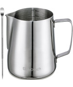 Stainless Steel Milk Frother Cup - Espresso Steaming Pitchers Coffee Foam Making Pitcher Latte Art Froth Cup Steaming Jug Cappuccino Hot Chocolate 20 Oz (600Ml)A