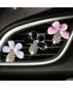 Bling Daisy Air Vent Clips, 3 Pcs Crystal Flower Car Air Fresheners Vents Clips Car Air Conditioning Outlet Clip Rhinestone Cute Car Interior Decoration Car Decor Charm Bling Car Accessories For Women (3 Pcs Bling Daisy)