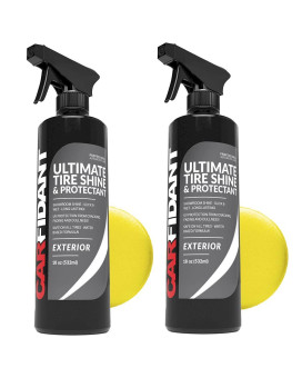 Carfidant Ultimate Tire Shine Spray - Tire Dressing Protectant Kit - Dark, Wet Looking Wheels With No Grease And No Sling Use With Wheel Tire Cleaner 2 Pack