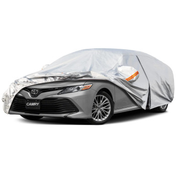 Kayme 6 Layers Car Cover Custom Fit For Toyota Camry Sedansolara (1996-2023) Waterproof All Weather For Automobiles, Outdoor Full Cover Rain Sun Uv Protection With Zipper Cottonsilver