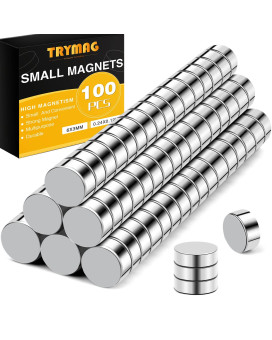 TRYMAG Refrigerator Magnets 100 Pcs, 6x3MM Small Magnets Round Strong Fridge Magnets, Multi-Use Tiny Rare Earth Magnets Mini Office Magnets for Whiteboard, Crafts,Dry Erase Board