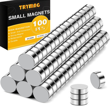 TRYMAG Refrigerator Magnets 100 Pcs, 6x3MM Small Magnets Round Strong Fridge Magnets, Multi-Use Tiny Rare Earth Magnets Mini Office Magnets for Whiteboard, Crafts,Dry Erase Board