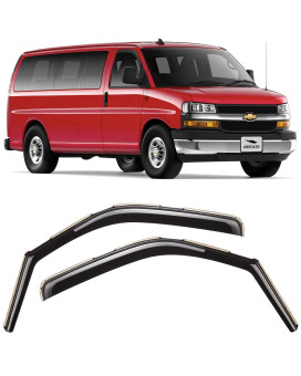 Voron Glass In-Channel Extra Durable Rain Guards For Chevrolet (Chevy) Express Van 1996-2023Gmc Savana 1996-2023, Window Deflectors, Vent Window Visors, 2 Pieces - 210217