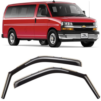 Voron Glass In-Channel Extra Durable Rain Guards For Chevrolet (Chevy) Express Van 1996-2023Gmc Savana 1996-2023, Window Deflectors, Vent Window Visors, 2 Pieces - 210217