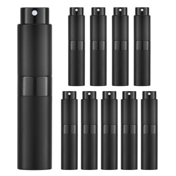 Tekson 10Pcs 8Ml Perfume Atomizer Travel, Refillable Cologne Containers, Dispenser Spray Empty Bottle For Mini Sprayer Size (Black)