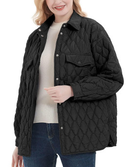 Bellivera Women Puffer Coat Padded Quilted Lightweight Casual Jacket Winter Warm Lapel Outwear 620215 Black M