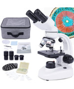 40X-1000X Binocular Microscope For Adults, Binocular Microscope With Microscope Slides Storage Bag Phone Adapter, Biological Microscope For Kids Students Homeschool Educational Hobbyist Use