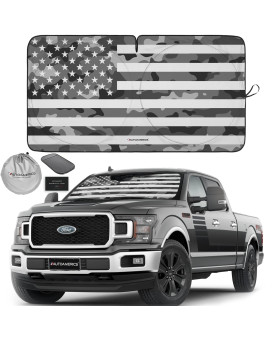 Autoamerics 1-Piece Windshield Sun Shade Gray Camo American Flag Usa Design - Foldable Car Front Window Sunshade For Most Sedans Suv Truck - Blocks Max Uv Rays And Keeps Your Vehicle Cool - X-Large