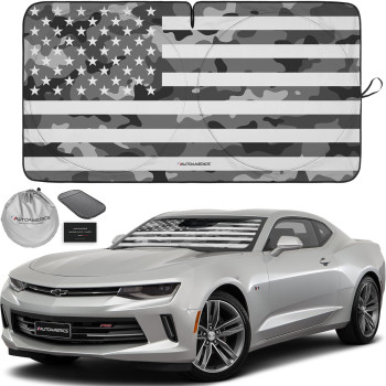 Autoamerics 1-Piece Windshield Sun Shade Gray Camo American Flag Usa Design - Foldable Car Front Window Sunshade For Most Sedans Suv Truck - Blocks Max Uv Rays And Keeps Your Vehicle Cool - Small