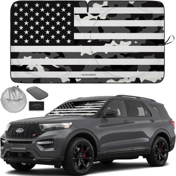 Autoamerics 1-Piece Windshield Sun Shade B&W Camo American Flag Usa Design - Foldable Car Front Window Sunshade For Most Sedans Suv Truck - Blocks Max Uv Rays And Keeps Your Vehicle Cool - Medium