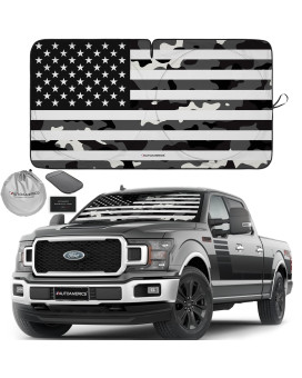 Autoamerics 1-Piece Windshield Sun Shade B&W Camo American Flag Usa Design - Foldable Car Front Window Sunshade For Most Sedans Suv Truck - Blocks Max Uv Rays And Keeps Your Vehicle Cool - X-Large