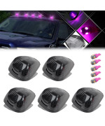 Glofe 5X Black Smoke Lens Cab Roof Marker Running Lamps Wpink Purple Led Lights Compatible With Ford F150 F250 F350 F450 F550 F650 F750 E150 E250 E350 E450 1999-2016 Super Duty Pickup Trucks