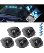 Glofe 5X Black Smoke Lens Cab Roof Marker Running Lamps Wice Blue Led Lights Compatible With Ford F150 F250 F350 F450 F550 F650 F750 E150 E250 E350 E450 1999-2016 Super Duty Pickup Trucks