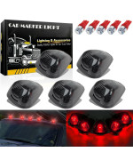 Glofe 5X Black Smoke Lens Cab Roof Marker Running Lamps Wbrilliant Red Led Lights Compatible With Ford F150 F250 F350 F450 F550 F650 F750 E150 E250 E350 E450 1999-2016 Super Duty Pickup Trucks