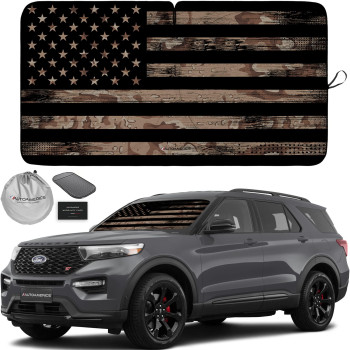 Autoamerics 1-Piece Windshield Sun Shade Brown Camo American Flag Usa Design - Foldable Car Front Window Sunshade For Most Sedans Suv Truck - Blocks Max Uv Rays And Keeps Your Vehicle Cool - Medium