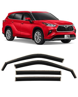 Voron Glass In-Channel Extra Durable Rain Guards For Toyota Highlander 2020-2023, Window Deflectors, Vent Window Visors, 4 Pieces - 220198V