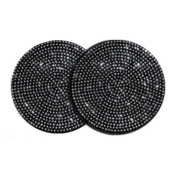 2Pcs Bling Cup Holder Insert Coaster- 275 Inch Silicone Anti-Slip Shockproof, Universal Fashion Car Interior Accessories For Women (Black)