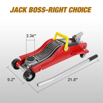 Jackboss Torin Hydraulic Low Profile Floor Jack 2.5 Ton (5,000 Lb) Capacity Trolley Jack With Quick Lift Pump And Portable Storage Case, Red, T825010