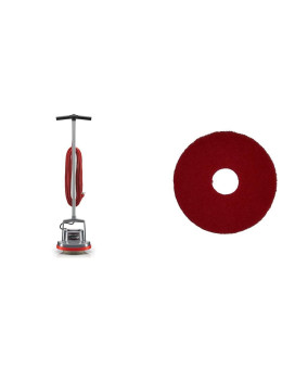 Oreck Commercial Orbiter Hard Floor Cleaner Machine With Brush, Grayred Polish Orbiter Pad, 12 Diameter, For Orb550Mc Orbiter Floor Machine, Red