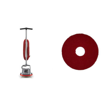 Oreck Commercial Orbiter Hard Floor Cleaner Machine With Brush, Grayred Polish Orbiter Pad, 12 Diameter, For Orb550Mc Orbiter Floor Machine, Red