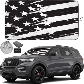 Autoamerics 1-Piece Windshield Sun Shade B&W Art American Flag Usa Design - Foldable Car Front Window Sunshade For Most Sedans Suv Truck - Blocks Max Uv Rays And Keeps Your Vehicle Cool - Medium