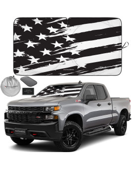 Autoamerics 1-Piece Windshield Sun Shade B&W Art American Flag Usa Design - Foldable Car Front Window Sunshade For Most Sedans Suv Truck - Blocks Max Uv Rays And Keeps Your Vehicle Cool - Large