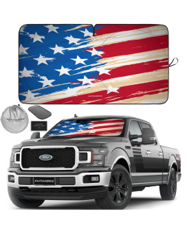 Autoamerics 1-Piece Windshield Sun Shade Usa Art Flag - 1 American Design - Foldable Car Front Window Sunshade For Most Sedans Suv Truck - Blocks Max Uv Rays And Keeps Your Vehicle Cool - X-Large