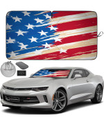 Autoamerics 1-Piece Windshield Sun Shade Usa Art Flag - 1 American Design - Foldable Car Front Window Sunshade For Most Sedans Suv Truck - Blocks Max Uv Rays And Keeps Your Vehicle Cool - Small