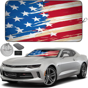 Autoamerics 1-Piece Windshield Sun Shade Usa Art Flag - 1 American Design - Foldable Car Front Window Sunshade For Most Sedans Suv Truck - Blocks Max Uv Rays And Keeps Your Vehicle Cool - Small