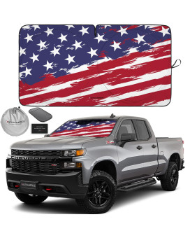 Autoamerics 1-Piece Windshield Sun Shade Usa Art Flag - 2 American Design - Foldable Car Front Window Sunshade For Most Sedans Suv Truck - Blocks Max Uv Rays And Keeps Your Vehicle Cool - Large