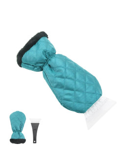 Fekey&Jf Ice Scraper Mitt For Car, Waterproof Snow Remover Glove, Warm Padding Snow Scraper Gloves With Comfortable Grip For Windshield Car Window, Detachable Cleaner No Scratch For Car (Green)