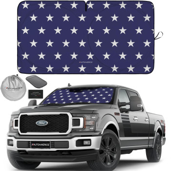 Autoamerics 1-Piece Windshield Sun Shade American Stars Flag Usa Patriotic Design - Foldable Car Front Window Sunshade For Sedans Suv Truck - Blocks Max Uv Rays And Keeps Your Vehicle Cool - X-Large