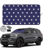 Autoamerics 1-Piece Windshield Sun Shade American Stars Flag Usa Patriotic Design - Foldable Car Front Window Sunshade For Sedans Suv Truck - Blocks Max Uv Rays And Keeps Your Vehicle Cool - Medium