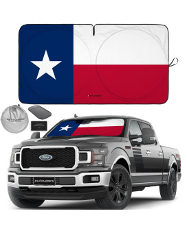 Autoamerics 1-Piece Windshield Sun Shade American Texas Flag Usa Patriotic Design - Foldable Car Front Window Sunshade For Sedans Suv Truck - Blocks Max Uv Rays And Keeps Your Vehicle Cool - X-Large