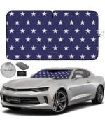 Autoamerics 1-Piece Windshield Sun Shade American Stars Flag Usa Patriotic Design - Foldable Car Front Window Sunshade For Sedans Suv Truck - Blocks Max Uv Rays And Keeps Your Vehicle Cool - Small