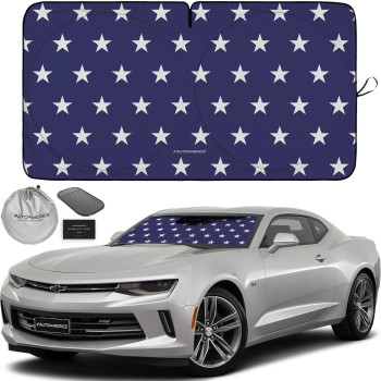 Autoamerics 1-Piece Windshield Sun Shade American Stars Flag Usa Patriotic Design - Foldable Car Front Window Sunshade For Sedans Suv Truck - Blocks Max Uv Rays And Keeps Your Vehicle Cool - Small