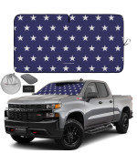 Autoamerics 1-Piece Windshield Sun Shade American Stars Flag Usa Patriotic Design - Foldable Car Front Window Sunshade For Sedans Suv Truck - Blocks Max Uv Rays And Keeps Your Vehicle Cool - Large