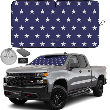 Autoamerics 1-Piece Windshield Sun Shade American Stars Flag Usa Patriotic Design - Foldable Car Front Window Sunshade For Sedans Suv Truck - Blocks Max Uv Rays And Keeps Your Vehicle Cool - Large