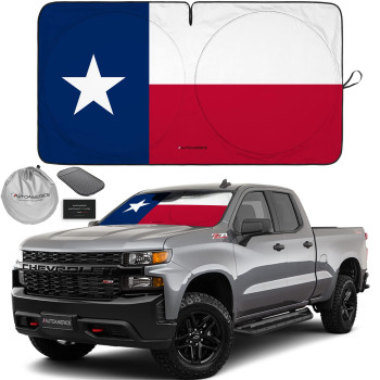 Autoamerics 1-Piece Windshield Sun Shade American Texas Flag Usa Patriotic Design - Foldable Car Front Window Sunshade For Sedans Suv Truck - Blocks Max Uv Rays And Keeps Your Vehicle Cool - Large