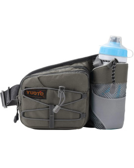 Yuoto Waist Pack With Water Bottle Holder For Running Walking Hiking Runners Hydration Belt (Grey)