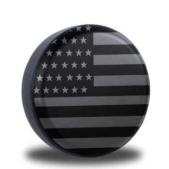 Jusen American Flag Spare Tire Cover Fit For Jeep Wrangler Rv Suv Truck Travel Trailer,Waterproof Tires (Grey American Flag, 18 For Tire Diameter 32-34812-863Cm)