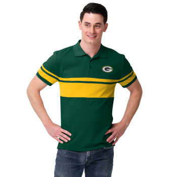 Foco Green Bay Packers Nfl Mens Cotton Stripe Polo Shirt - S