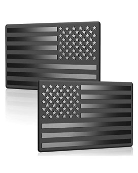 2 Pack Car American Flag Sticker, Black 3D Us Decal For Vehicles, 5X 3 Small Usa Bumper Emblem Sticker Compatible With Jeep, Trucks, Rv, Suv And More (One Left And One Right)