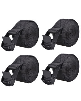 Azarxis Lashing Strap Adjustable Cam Buckle Tie Down Heavy Duty Secure Straps Up To 441 Lbs Capacity For Motorcycle Kayak Canoe Trailer Cargo Truck Bicycle Luggage (Black - 4 Pcs - 197 X 1)