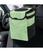 Sage Green Car Trash Can With Lid Collapsible Reusable Waterproof Car Garage Bag,Automotive Garbage Can,Car Accessories Interior Car Organizer