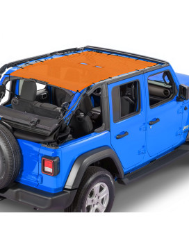 Alien Sunshade Jeep Wrangler Jlu (2018 - Current) - Full Length Mesh Sun Shade For Jeep Jl Unlimited - Blocks Uv, Wind, Noise - Bikini Jlkini Top Cover For Sport, Sport S, Sahara, Rubicon (Orange)