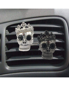 Car Air Vent Accessories, Skull Automotive Interior Decoration,Outlet Freshener Perfume Clip,Office Home Aromatherapy Decor Gifts For Menwomen (2Pcs)