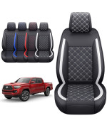Tomatoman Tacoma Seat Covers Customized For 2005-2023 Sport Double Cab Sr V6 Pickup Truck, Waterproof Faux Leather Car Cushions(2 Pcs Front, Black-White)