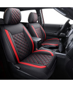 Tomatoman Tacoma Seat Covers Customized For 2005-2023 Sport Extended Sr V6 Pickup Edition, Waterproof Faux Leather Cushions(Full Set, Black-Red)